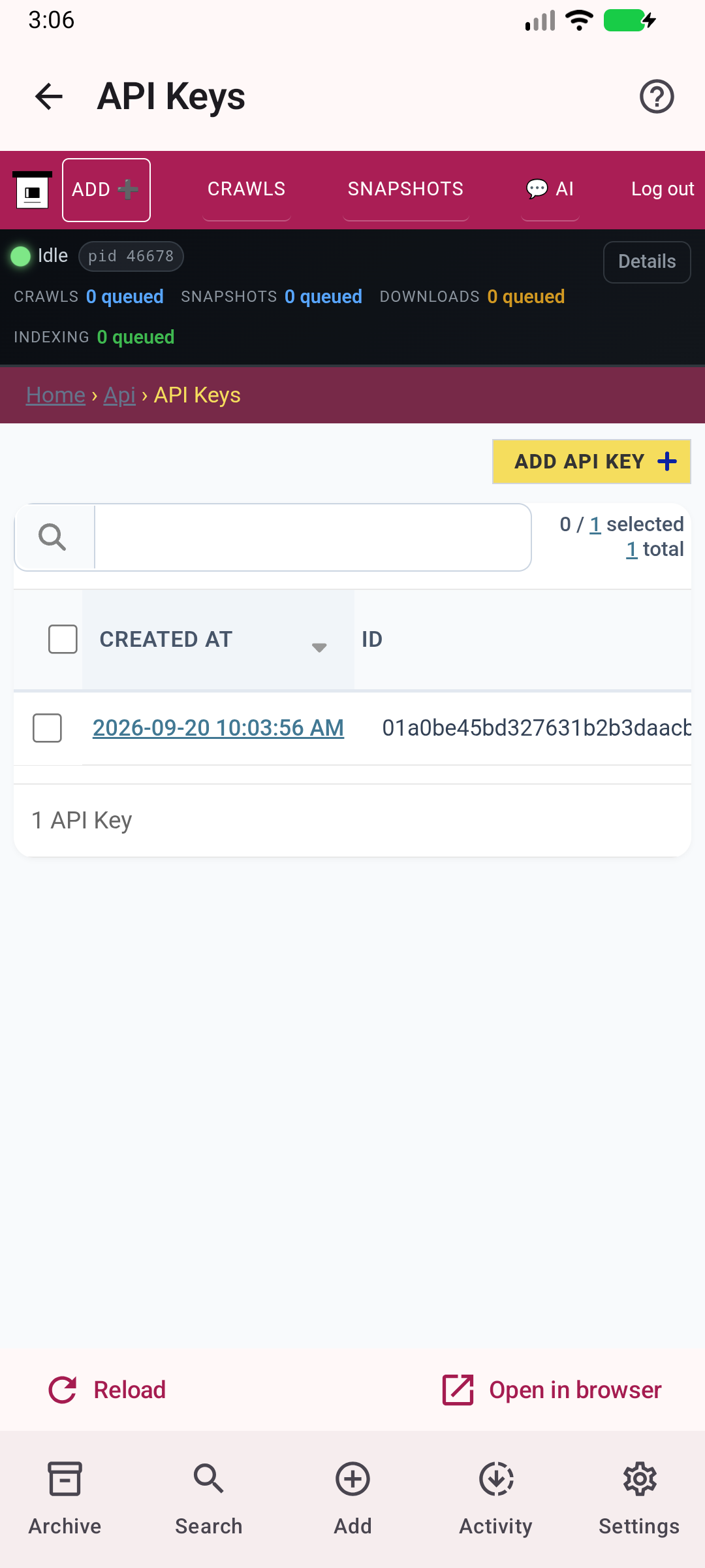 API keys — Review access keys in authenticated administration.