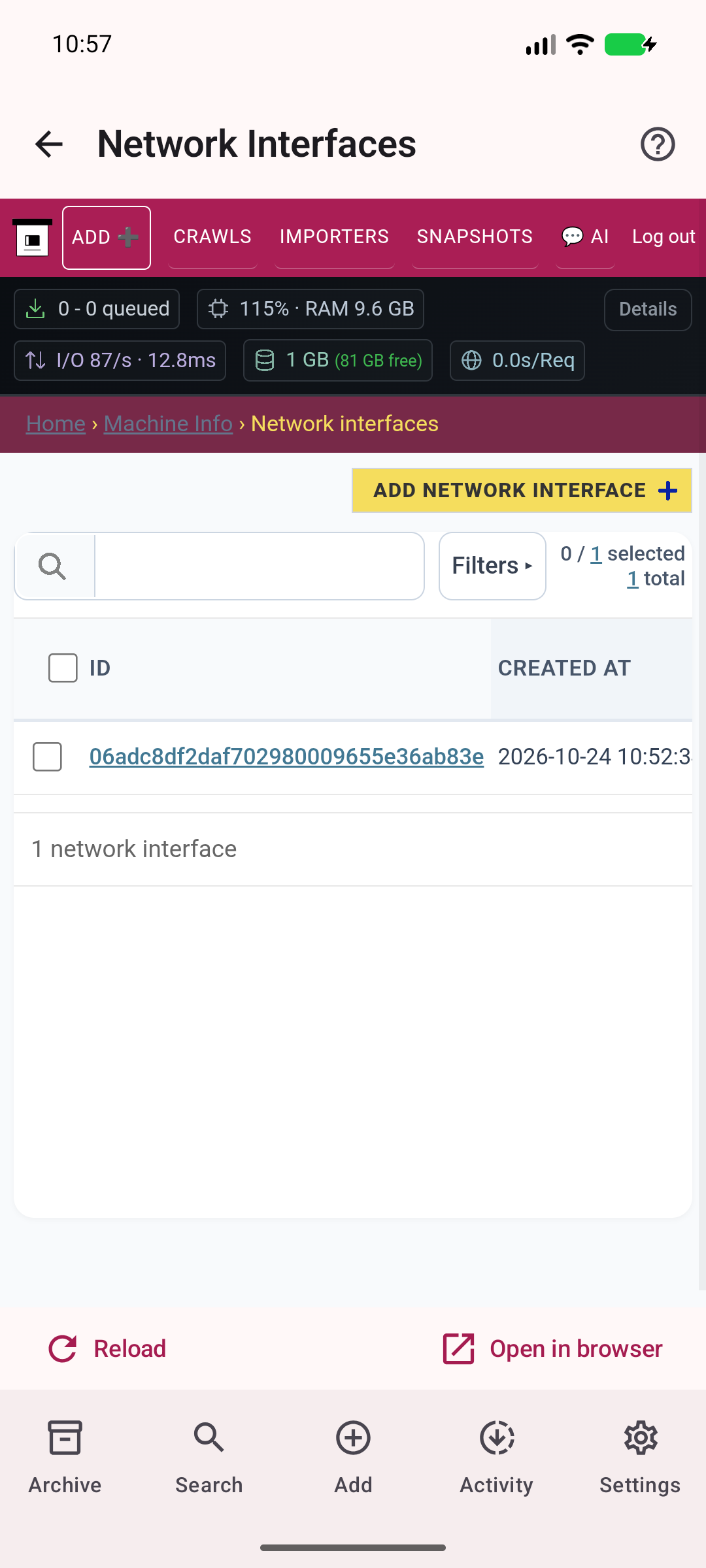 Network interfaces — Inspect server networking.