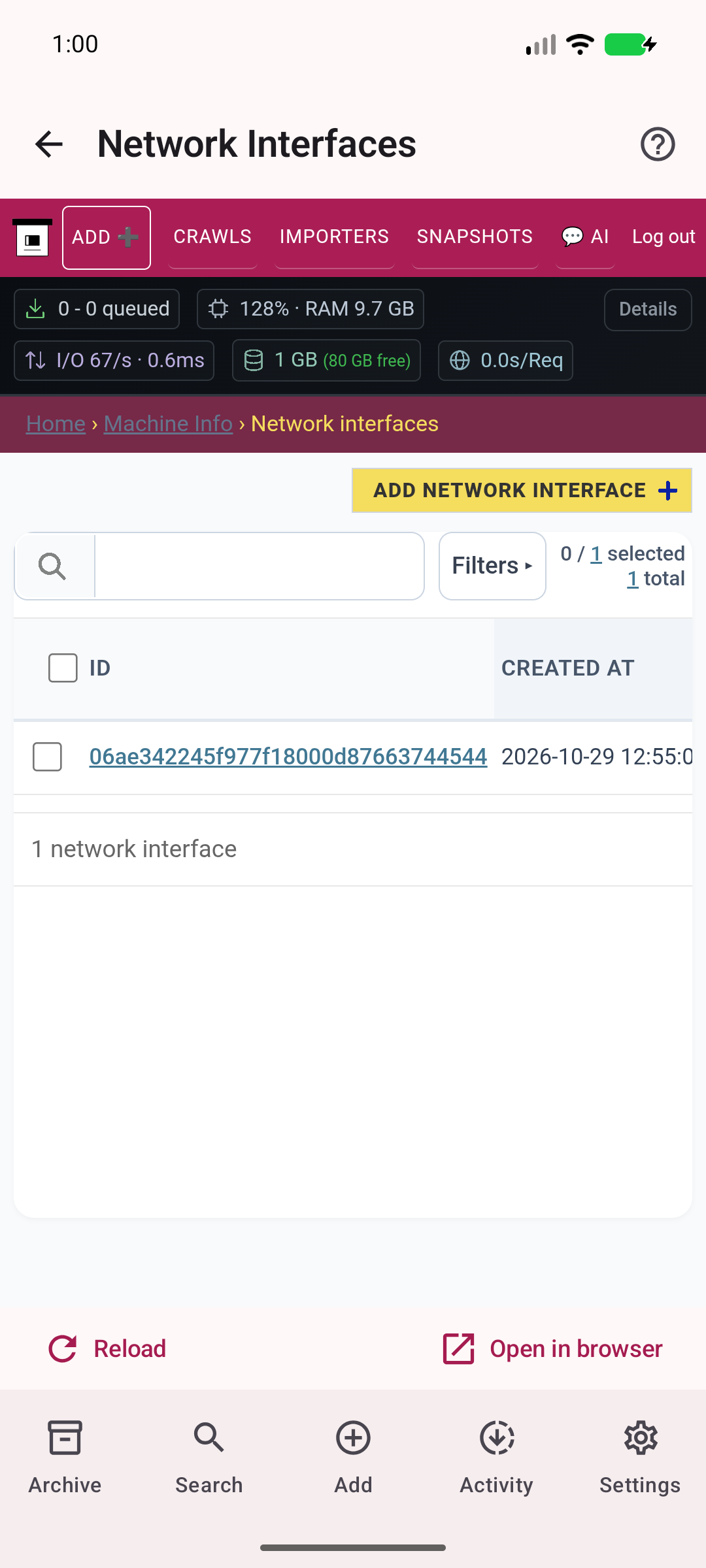 Network interfaces — Inspect server networking.