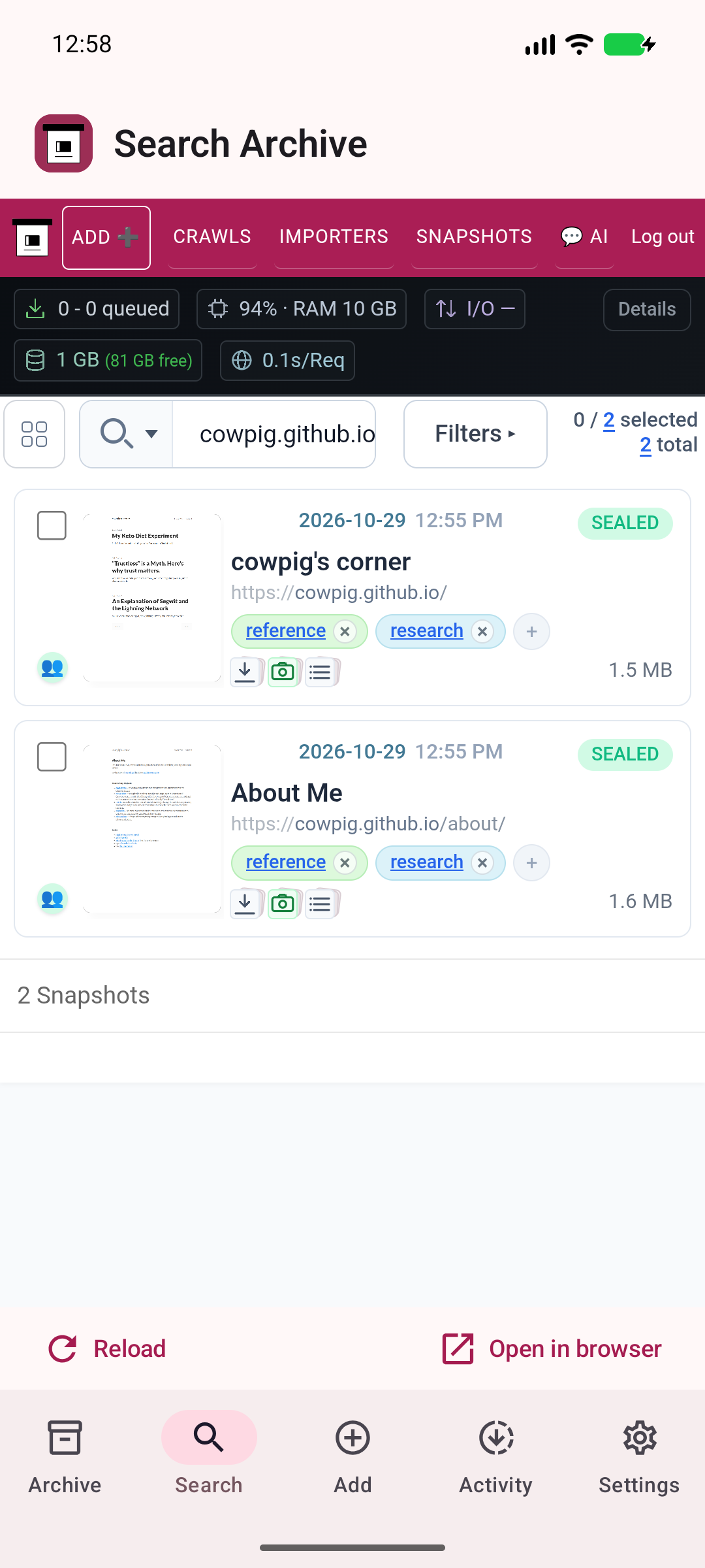 Find it again — Search saved pages by title, URL, or tags.
