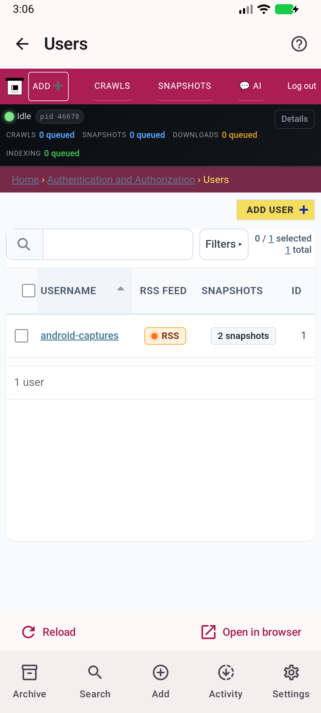 Users — Manage accounts on your own server.