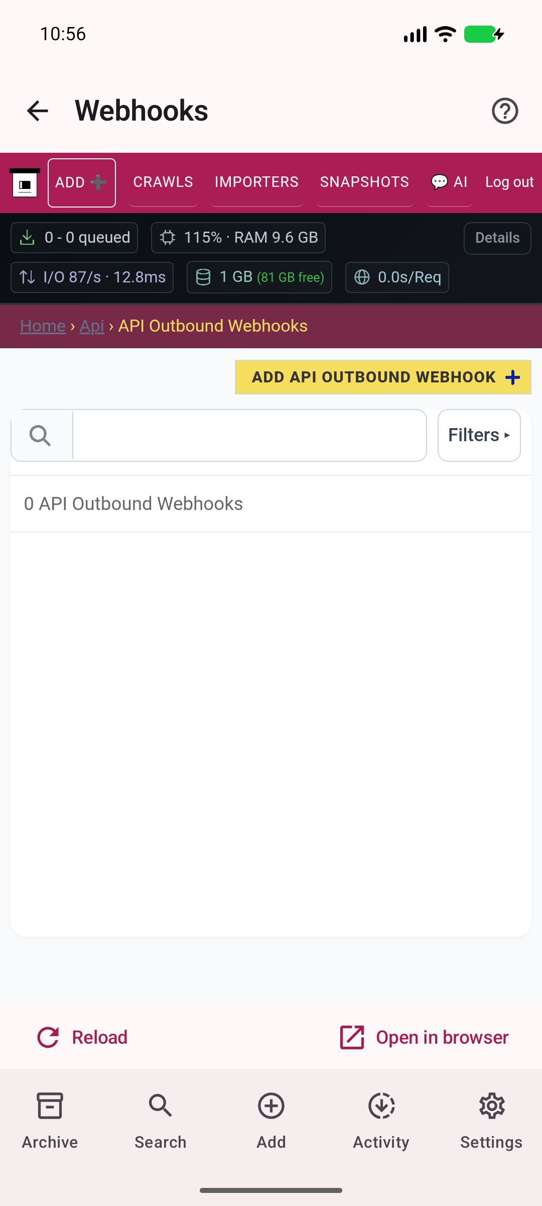 Webhooks — Configure outbound server notifications.